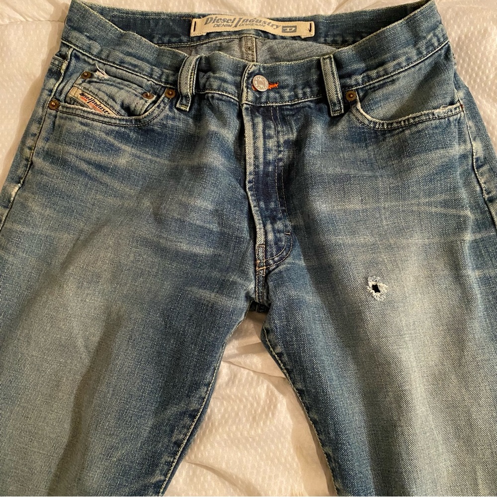 Vintage Diesel Jeans, size 31, straight leg. Soft, faded with small holes